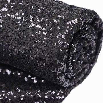 Black Premium Sequin Fabric Bolt, Sparkly DIY Craft Fabric Roll 54"x4 Yards