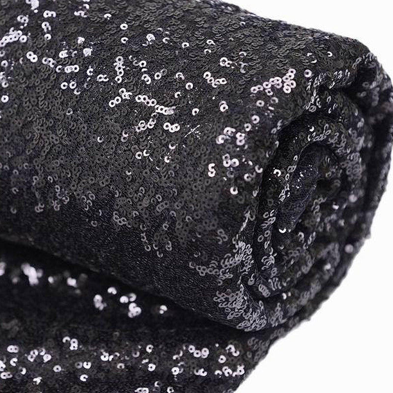 54inch x 4 Yards Black Premium Sequin Fabric Bolt, Sparkly DIY Craft Fabric Roll#whtbkgd
