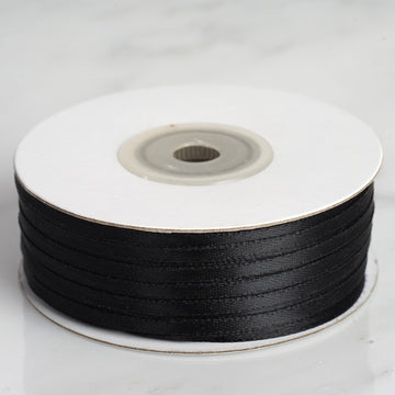 Black Single Faced Satin Ribbon Wholesale 100 Yards 1/8"