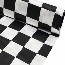 54inch x 10 Yards Black / White Checkered Satin Fabric Bolt, DIY Craft Fabric Roll#whtbkgd