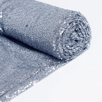Dusty Blue Premium Sequin Fabric Bolt, Sparkly DIY Craft Fabric Roll 54"x4 Yards