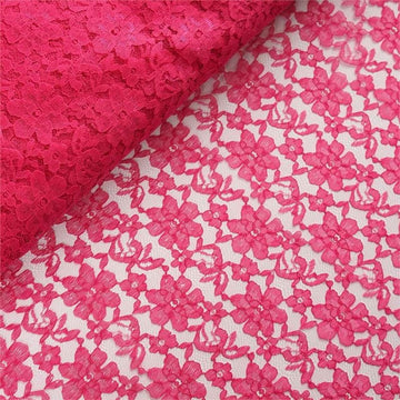 Fuchsia Floral Lace Fabric Bolt 54"x15 Yards