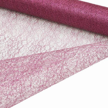 Fuchsia Glitter Deco Mesh Abaca Scrunch Roll, Wholesale Fabric 19"x5 Yards