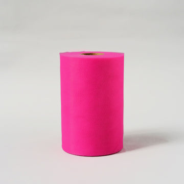 Fuchsia Tulle Fabric Bolt, Sheer Fabric Spool Roll For Crafts 6"x100 Yards