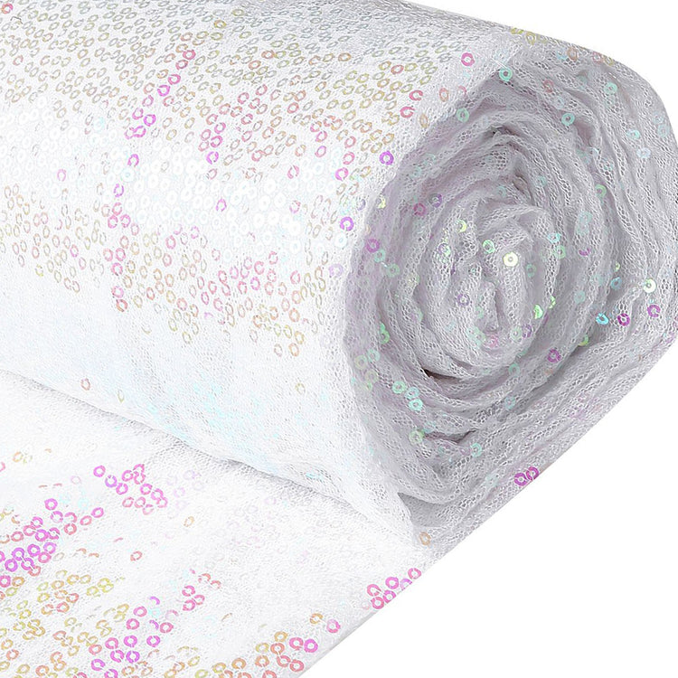54 Inch x 4 Yards Iridescent Premium Sequin Sparkly Fabric Bolt#whtbkgd