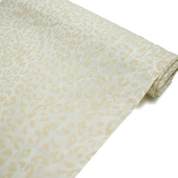 Ivory Leopard Print Taffeta Fabric Roll, DIY Animal Print Fabric Bolt 54"x10 Yards