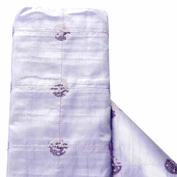 Lavender Lilac Sequin Tuft Design Taffeta Fabric Bolt, DIY Craft Fabric Roll 54"x5 Yards