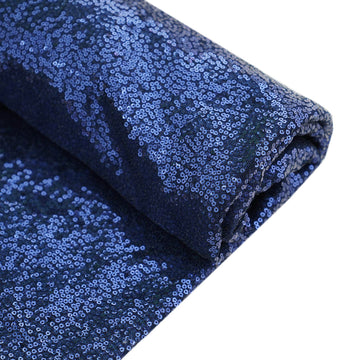 Navy Blue Premium Sequin Fabric Bolt, Sparkly DIY Craft Fabric Roll 54"x4 Yards