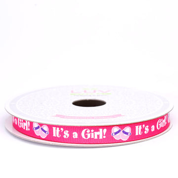 Pink Printed Grosgrain Ribbon 10 Yards 3/8"