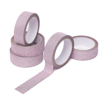 5 Pack Pink Washi DIY Craft Glitter Tape 0.5"x5 Yards