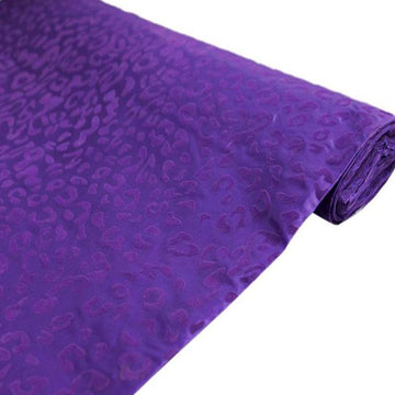 Purple Leopard Print Taffeta Fabric Roll, DIY Animal Print Fabric Bolt 54"x10 Yards