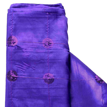 Purple Sequin Tuft Design Taffeta Fabric Bolt, DIY Craft Fabric Roll 54"x5 Yards