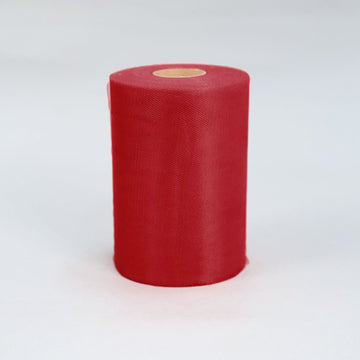Red Tulle Fabric Bolt, Sheer Fabric Spool Roll For Crafts 6"x100 Yards