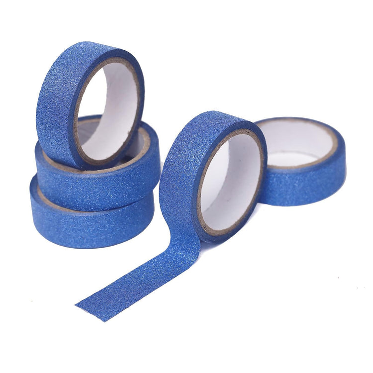 5 Pack Royal Blue Washi Glitter Tape 0.5 Inch x 5 Yards