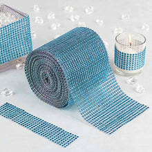 Turquoise 5 Inch x 10 Yard Diamond Rhinestone Ribbon Wrap Roll 