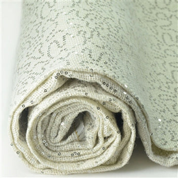 Silver Sequin Burlap Fabric Roll, DIY Craft Jute Fabric Bolt 54"x4 Yards