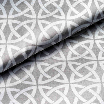Silver / White Zen Design Satin Fabric Bolt, DIY Craft Fabric Roll 54"x10 Yards
