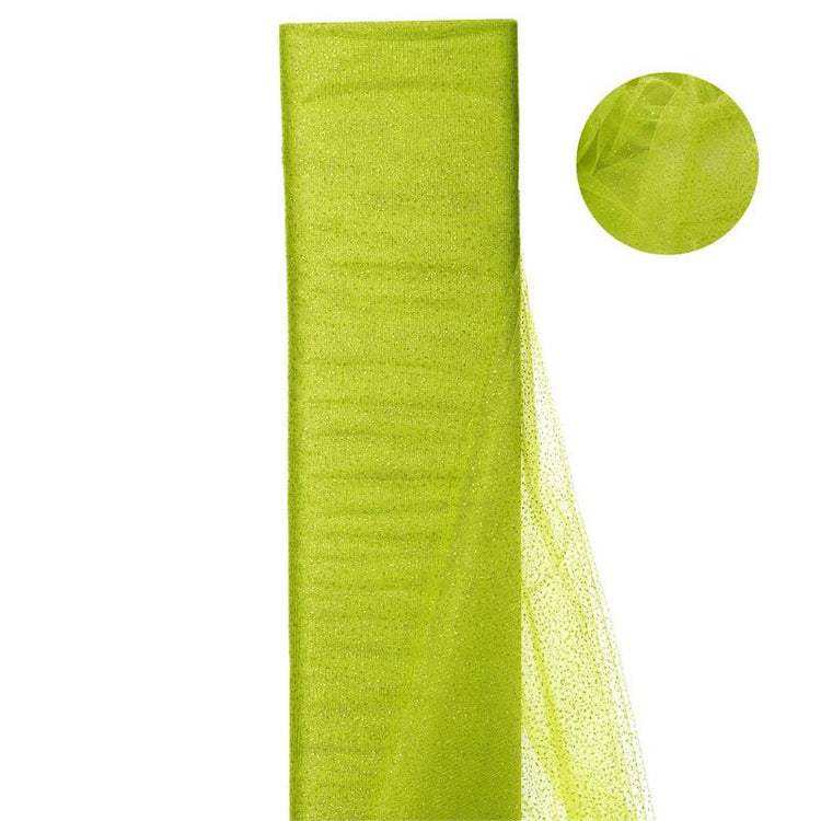 54" x 15 Yards Tea Green Glitter Dot Tulle Fabric Bolt