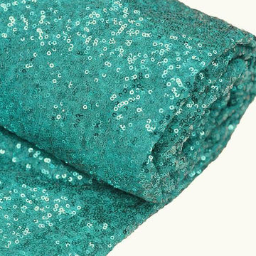 Turquoise Premium Sequin Fabric Bolt, Sparkly DIY Craft Fabric Roll 54"x4 Yards