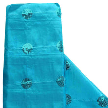 54 Inch x 5 Yards Turquoise Sequin Tuft Design Taffeta Fabric Bolt, DIY Craft Fabric Roll