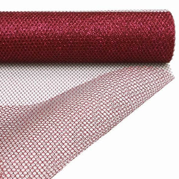Wine Polyester Hex Deco Mesh Netting Fabric Roll 19"x10 Yards