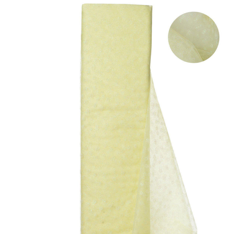 54"x15 Yards Yellow Glitter Polka Dot Tulle Fabric Bolts