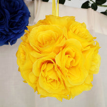2 Packs Of 7 Inch Yellow Artificial Silk Rose Flower Kissing Balls