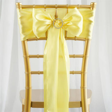 5 Pack Yellow Satin Chair Sashes 6"x106"