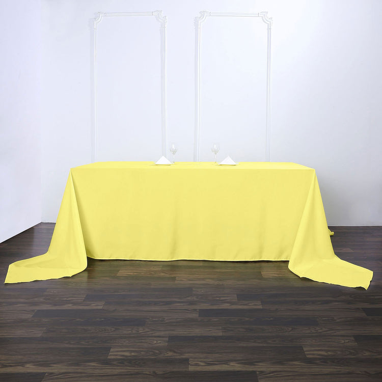 90 Inch x 156 Inch Yellow Polyester Rectangular Tablecloth