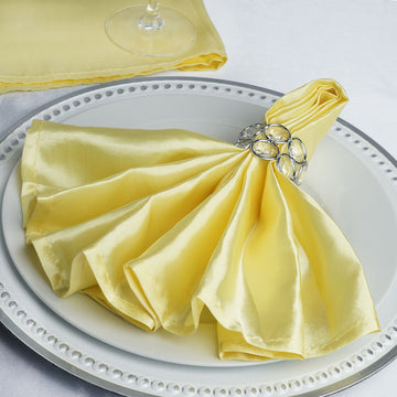 5 Pack Yellow Seamless Satin Cloth Dinner Napkins, Wrinkle Resistant 20"x20"