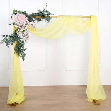 Yellow Sheer Organza Wedding Arch Drapery Fabric, Window Scarf Valance 18ft