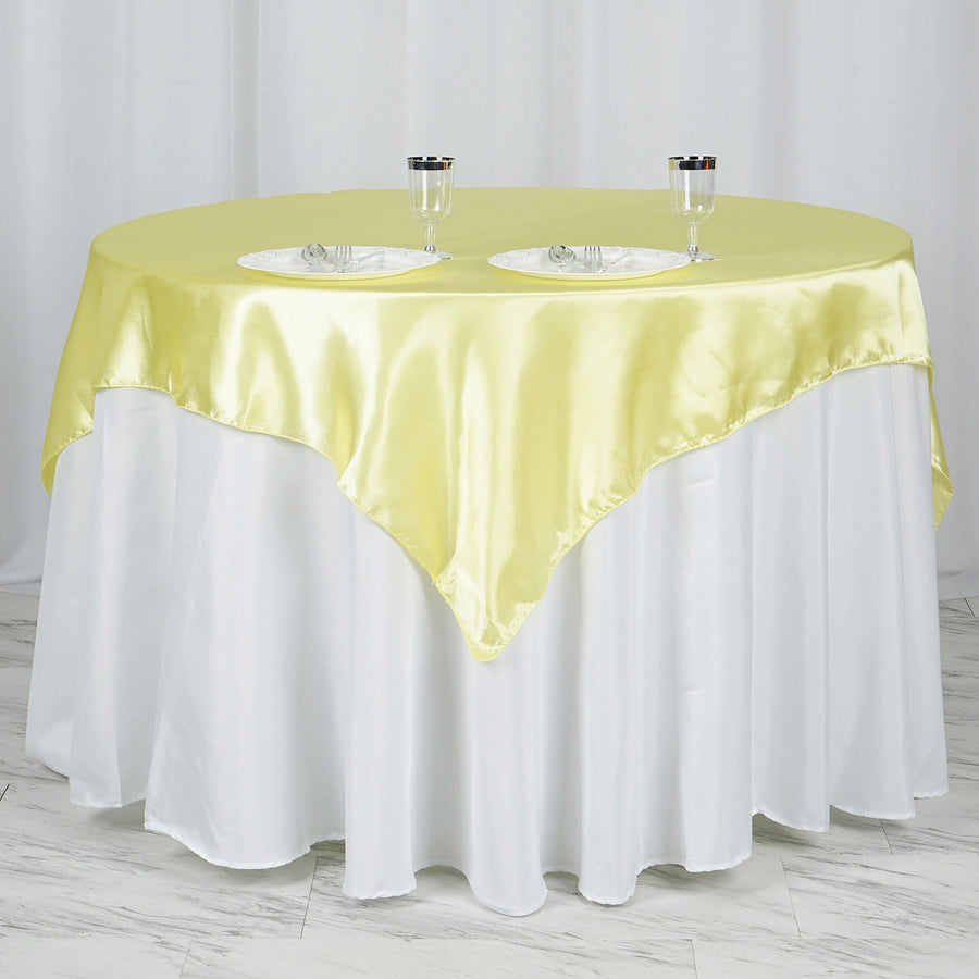 Smooth Satin Table Overlay In Yellow 60 Inch x 60 Inch