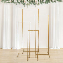 Set Of 4 Metal Rectangular Backdrop Stand Gold Color Floral Display And Wedding Arch