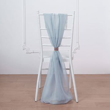 5 Pack | Ice Blue DIY Premium Designer Chiffon Chair Sashes | 22" x 78"