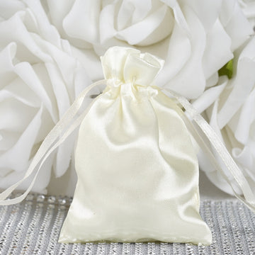 Versatile Ivory Satin Drawstring Pouch for All Your Gifting Needs