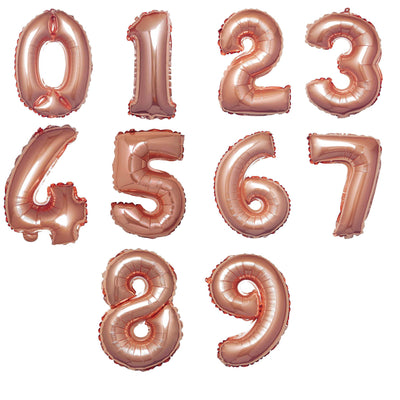 Metallic Rose Gold Mylar Foil 0-9 Number Balloons 13"