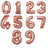 Rose gold balloon numbers 0-9 on a white background