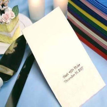 Elegant White Personalized Paper Wedding Napkins